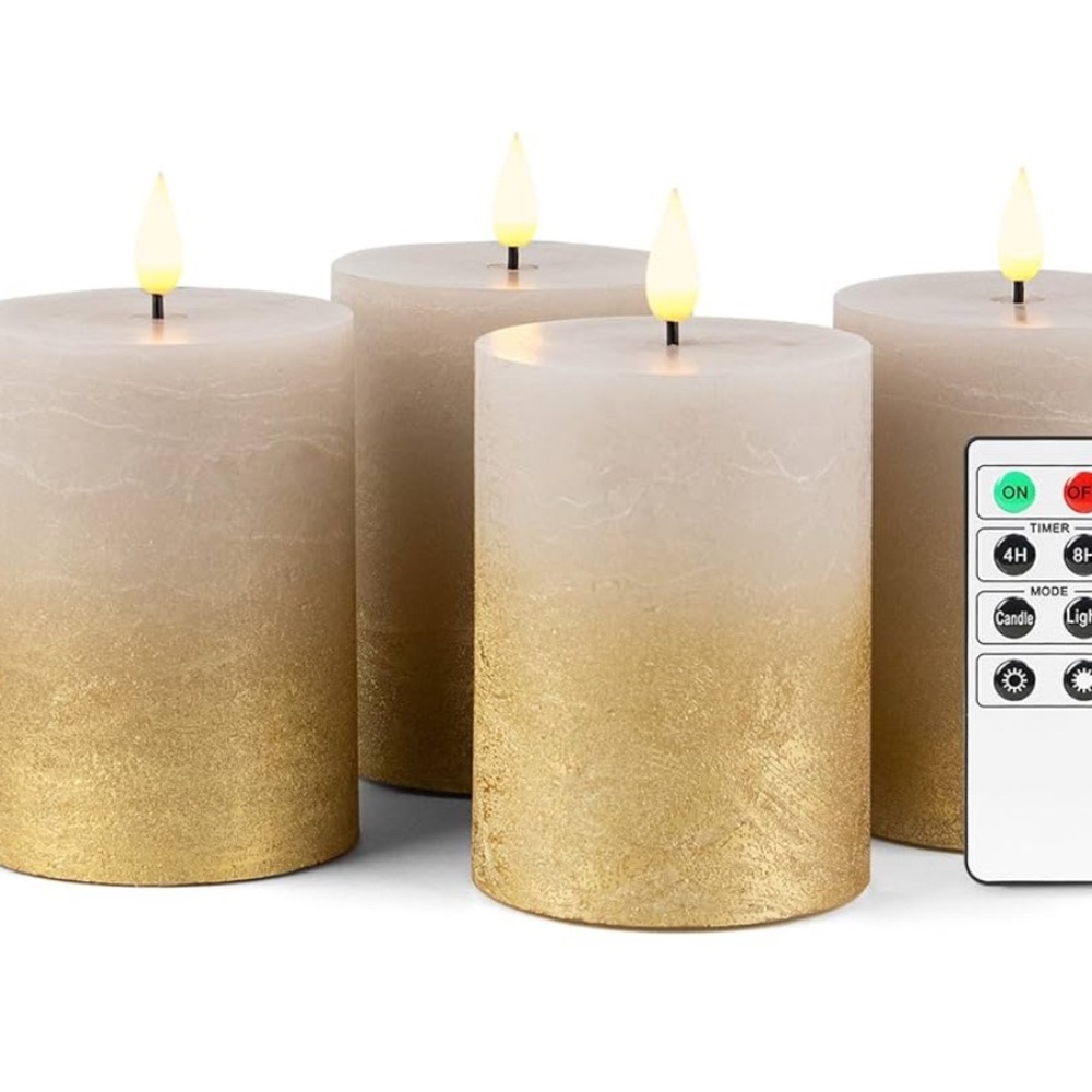 4 Pillar Candles with Remote